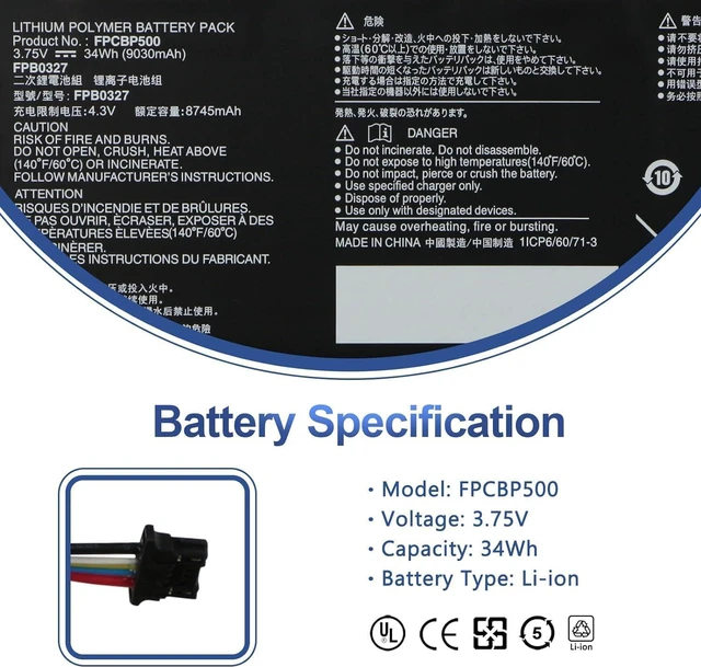 Alt view image 3 of 7 - 3.75V 34WH FPB0327 FPCBP500 Compatible for Fujitsu Arrows Tab Q506 Q507 CP695045-01 CP69504501 Series