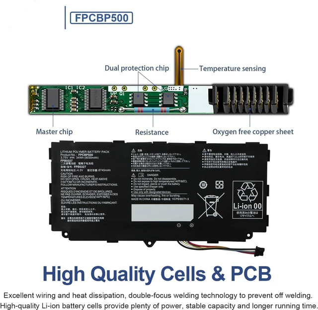 Alt view image 4 of 7 - 3.75V 34WH FPB0327 FPCBP500 Compatible for Fujitsu Arrows Tab Q506 Q507 CP695045-01 CP69504501 Series