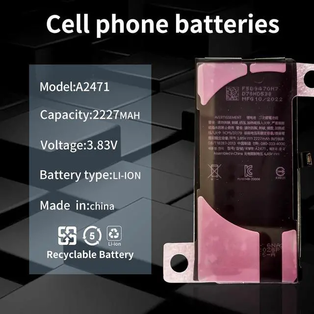 Alt view image 3 of 6 - 3.85V 8.57Wh 2227mAh A2471 Compatible for iPhone 12 Mini A2471 with Tooltik