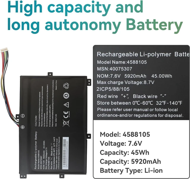Alt view image 4 of 7 - 45Wh 4588105 Compatible for Medion Akoya S4401 S4402 S4403 S14401 S14402 S14405 S14406 Winbook CW140 2-in-1 Serie MD 61265 61394 61268 63410 61674 61267 61852 61397 61269