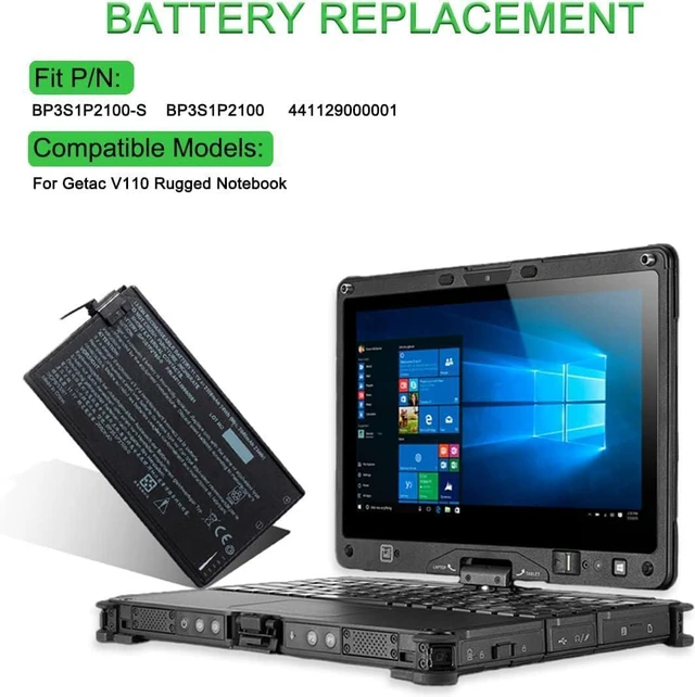 Alt view image 2 of 7 - 11.1V 2100mAh 24Wh BP3S1P2100-S Compatible for Getac V110 Tablet BP3S1P2100 441129000001 3ICP6/51/61 Series