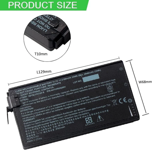 Alt view image 4 of 7 - 11.1V 2100mAh 24Wh BP3S1P2100-S Compatible for Getac V110 Tablet BP3S1P2100 441129000001 3ICP6/51/61 Series