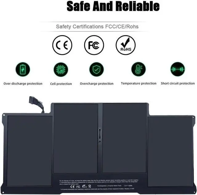 Alt view image 4 of 6 - BeNtli A1375 A1406 A1405 A1377 A1466 A1370 A1369 A1465 Laptop BatteryCompatible for Apple MacBook Air 11 13 Inch(Air-A1465)