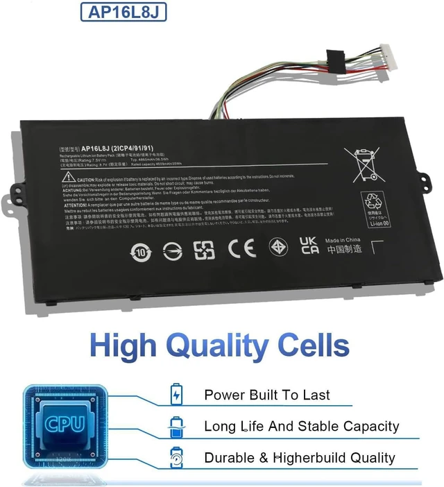 Alt view image 4 of 7 - AP16L8J KT0020G010 2ICP4/91/91 Compatible with Acer Chromebook Spin 311 CP311-3H CP311-3H-K2RJ CP311-2H-C679 Series 11.4V 7.5Wh 4865mAh