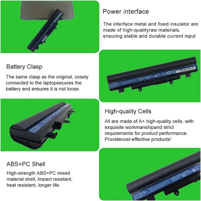 Alt view image 5 of 6 - 11.1V 5200mAh AL14A32 Laptop BatteryCompatible for ACERfor Aspire E14 E15 E5-421 E14 E15(Thick 5200mah)