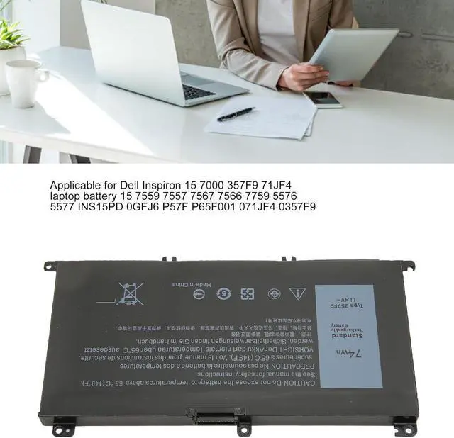 Alt view image 4 of 7 - Battery for 15 7000 Gaming 74Wh 357F9, Replacement Laptop Battery with 5000mAh Capacity, Compatible with 15 7559 7557 7567 7566 7759 5576 5577