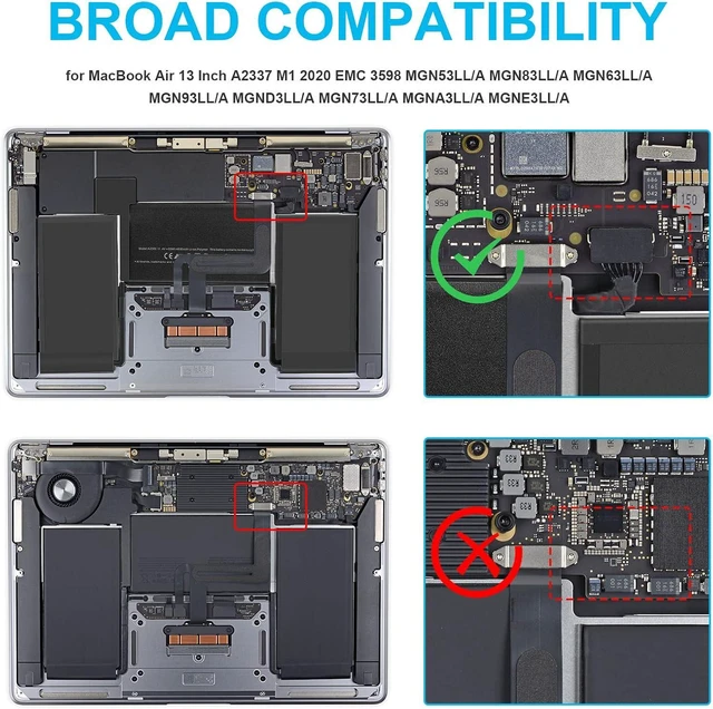 Alt view image 6 of 7 - TREE.NB A2389 A2337 Laptop Battery for MacBook Air 13 Inch (M1, 2020) EMC 3598 MGN53LL/A MGN83LL/A MGN63LL/A MGN93LL/A MGND3LL/A MGN73LL/A MGNA3LL/A MGNE3LL/A 11.4V 55Wh
