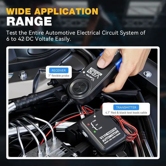 Alt view image 7 of 7 - VDIAGTOOL V210 Wire Tracer Electrical Automotive Open & Short Finder Circuit Tester Circuit Breaker Finder Fault Probe Wire Tester Electrical DC 6-42V