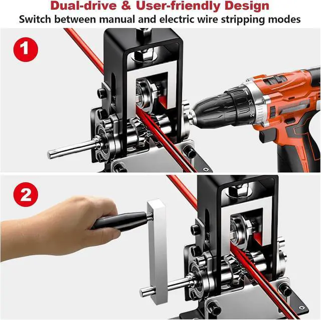 Alt view image 4 of 7 - Manual Wire Stripping Machine Gauge Wire 0.06-1 inches,Scrapping Copper Wire Peeler Machine,Drill Powered Hand Crank Wire Stripper Tool for Scrap Copper Recycling