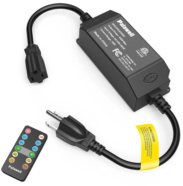 Main image of Outdoor Dimmer for String Lights 350W Plug-in Dimmer Switch with 100FT Remote, Timer & Memory IP65 Waterproof Dimmer Plug for LED & Incandescent Lights, Indoor Light Dimmer Switch