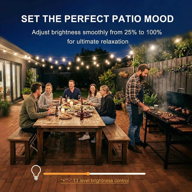 Alt view image 2 of 7 - Outdoor Dimmer for String Lights 350W Plug-in Dimmer Switch with 100FT Remote, Timer & Memory IP65 Waterproof Dimmer Plug for LED & Incandescent Lights, Indoor Light Dimmer Switch