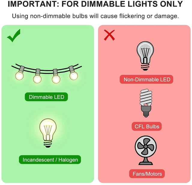 Alt view image 7 of 7 - Outdoor Dimmer for String Lights 350W Plug-in Dimmer Switch with 100FT Remote, Timer & Memory IP65 Waterproof Dimmer Plug for LED & Incandescent Lights, Indoor Light Dimmer Switch