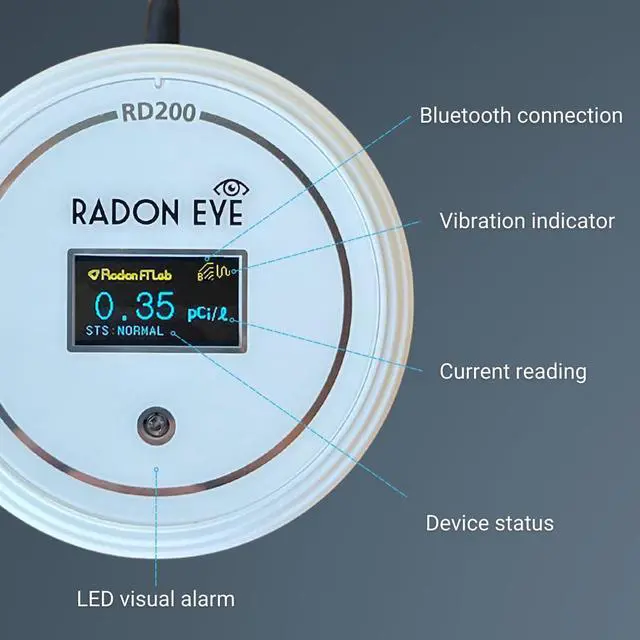 Alt view image 7 of 7 - Ecosense RD200 RadonEye, Home Radon Detector, Fast & Accurate Real-Time Monitoring, OLED Display, Easy Setup with Free App, Bluetooth