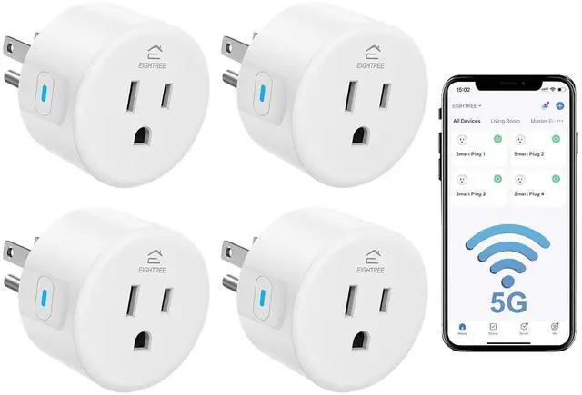 Main image of Smart Plug 5GHz, EIGHTREE Smart Plug Works with Alexa & Google Home, 5GHz & 2.4GHz WiFi Compatible, with Remote Control & Timer Function (4)