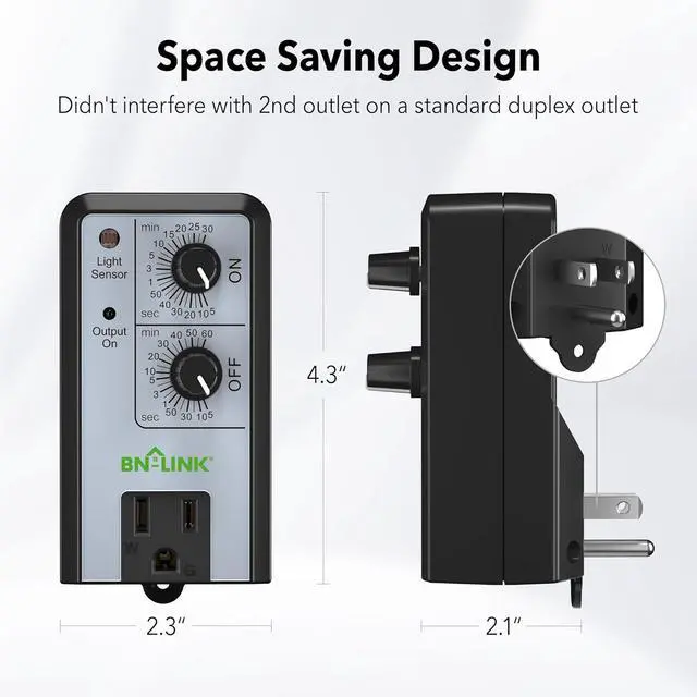 Alt view image 6 of 7 - BN-LINK Short Period Repeat Cycle Intermittent Timer, Interval Timer - Day, Night, or 24 Hour Operation, Photocell Light Sensor Dusk to Dawn for Hydroponics Aquaponics Aeroponics