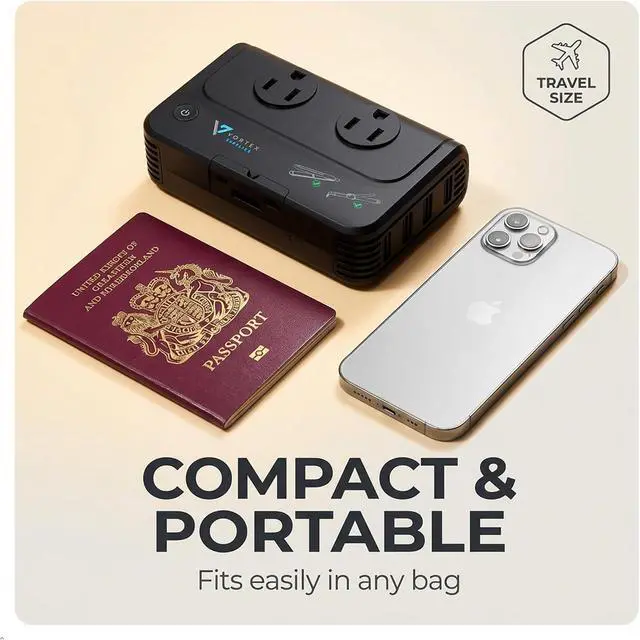 Alt view image 6 of 7 - International Travel Adapter & Voltage Converter 220V to 110V, 2 Standard AC outlets, 5 adaptors (US Power Cable, Type C/L/I/M/G), Fast Charging Type-C Port, & 3 USB Ports