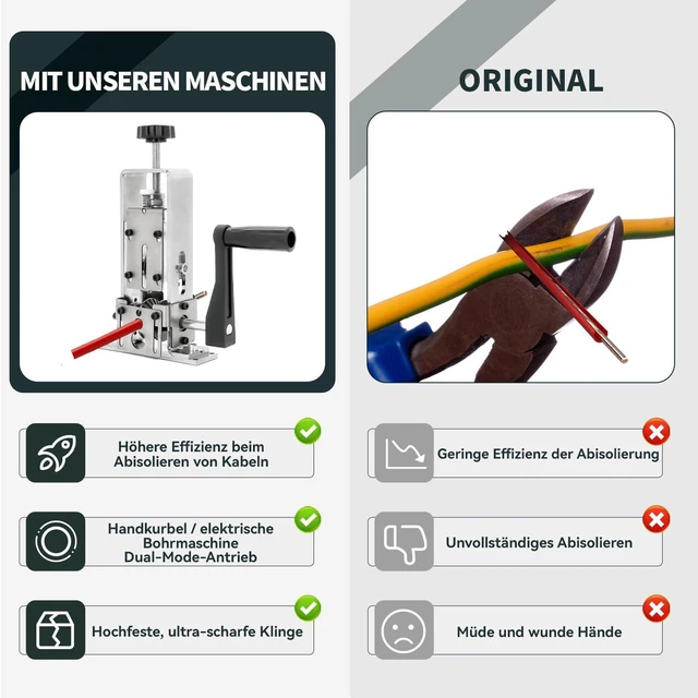 Alt view image 4 of 6 - Wire Stripper 1-25mm Tool Wire Stripper Machine for Hand Crank or Drill Powered Manual Can be Fixed or Removed Cable Stripper for Copper Scrap Recycling?Silver?