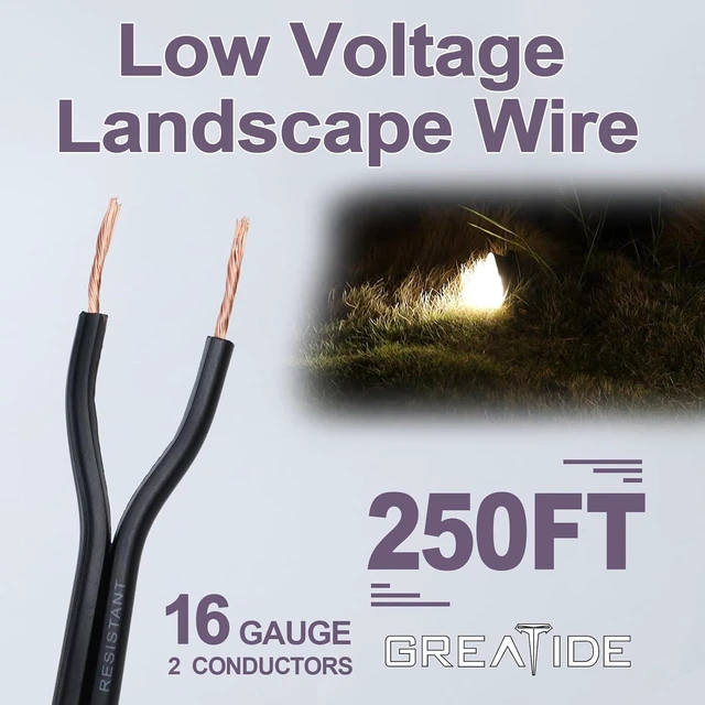 Alt view image 2 of 7 - 16/2 Low Voltage Landscape Lighting Wire, Outdoor Direct Burial Cable, 16 Gauge 2 Conductor, 250 Feet