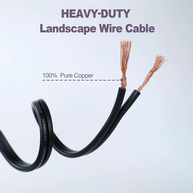 Alt view image 5 of 7 - 16/2 Low Voltage Landscape Lighting Wire, Outdoor Direct Burial Cable, 16 Gauge 2 Conductor, 250 Feet