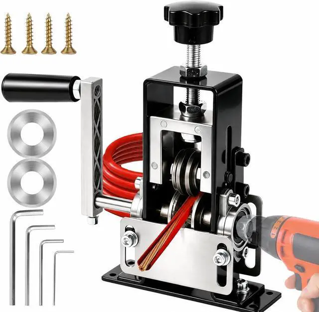 Main image of Wire Stripper Machine, 0.06"-1" Wire Stripping Machine with Replacement Blades Support Hand Crank or Drill Powered, Portable Aluminum Alloy Wire Peeling Tool for Scrap Copper Recycling
