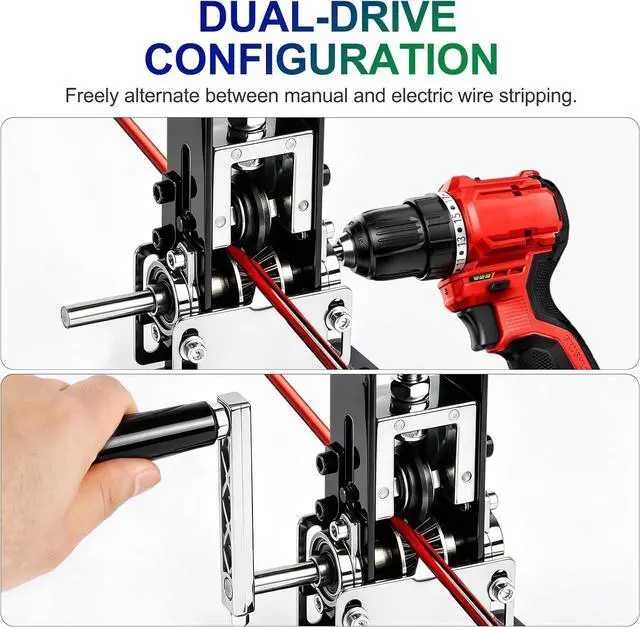 Alt view image 2 of 7 - Wire Stripper Machine, 0.06"-1" Wire Stripping Machine with Replacement Blades Support Hand Crank or Drill Powered, Portable Aluminum Alloy Wire Peeling Tool for Scrap Copper Recycling