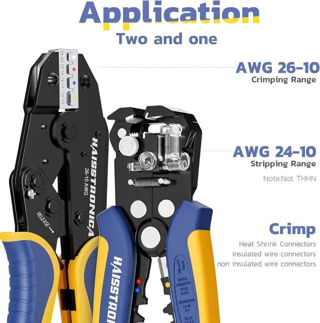 Alt view image 2 of 6 - haisstronica Wire Stripper and Crimping Tool,AWG 24-10 Automatic Stripper Tool with AWG 22-10 Ratchet Wire Crimper for Heat Shrink Connectors