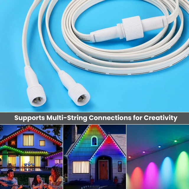 Alt view image 4 of 4 - Permanent Outdoor Lights Extension Cable for Govee,Waterproof Extension Cord Compatible with Govee 3Pin and Y-Shaped Extension Cord (2PACK 6.2FT Extension Cable with Y-Splitter)