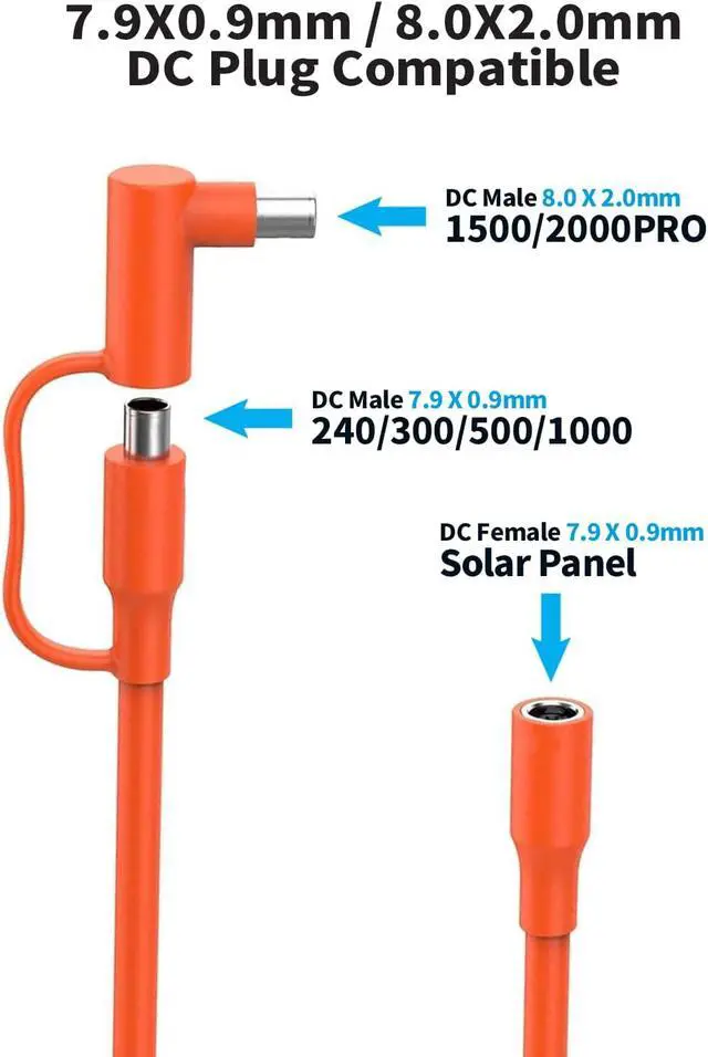 Alt view image 7 of 7 - Tonton 30FT DC 8mm Extension Cable for Solar Generator, 9M Power Station Adapter Cable with DC8020 Male Adapter for BLUETTI, Aker, Jacker Explorer, GZ Yeti Portable Power Station and Solar Panel