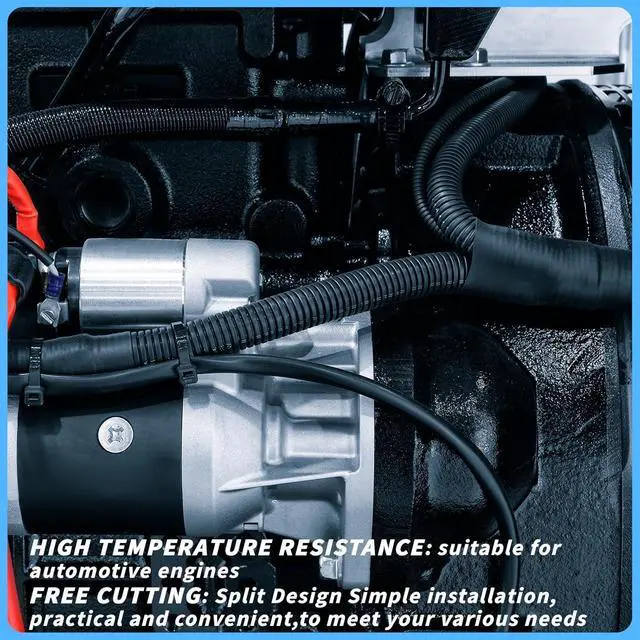 Alt view image 4 of 7 - Split Wire Loom Tubing 1/4", 1/2", 3/8" x 50 FT Wire Protector Tubing, Automotive Wire Flexible Conduit Cord Covers with 50 Cable Ties for Automotive Marine RV Agriculture Electrical Cable Protection