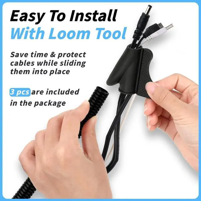 Alt view image 5 of 7 - Split Wire Loom Tubing 1/4", 1/2", 3/8" x 50 FT Wire Protector Tubing, Automotive Wire Flexible Conduit Cord Covers with 50 Cable Ties for Automotive Marine RV Agriculture Electrical Cable Protection
