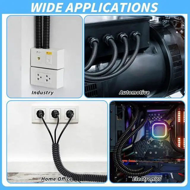 Alt view image 6 of 7 - Split Wire Loom Tubing 1/4", 1/2", 3/8" x 50 FT Wire Protector Tubing, Automotive Wire Flexible Conduit Cord Covers with 50 Cable Ties for Automotive Marine RV Agriculture Electrical Cable Protection