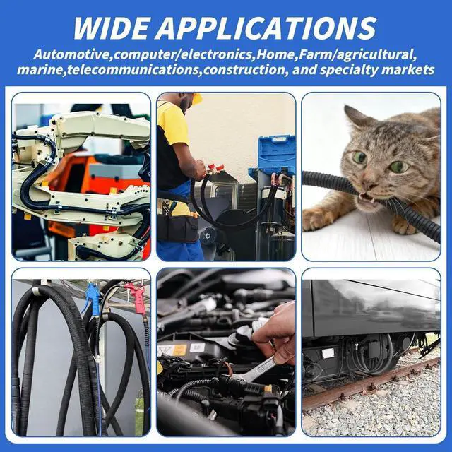 Alt view image 7 of 7 - Split Wire Loom Tubing 1/4", 1/2", 3/8" x 50 FT Wire Protector Tubing, Automotive Wire Flexible Conduit Cord Covers with 50 Cable Ties for Automotive Marine RV Agriculture Electrical Cable Protection