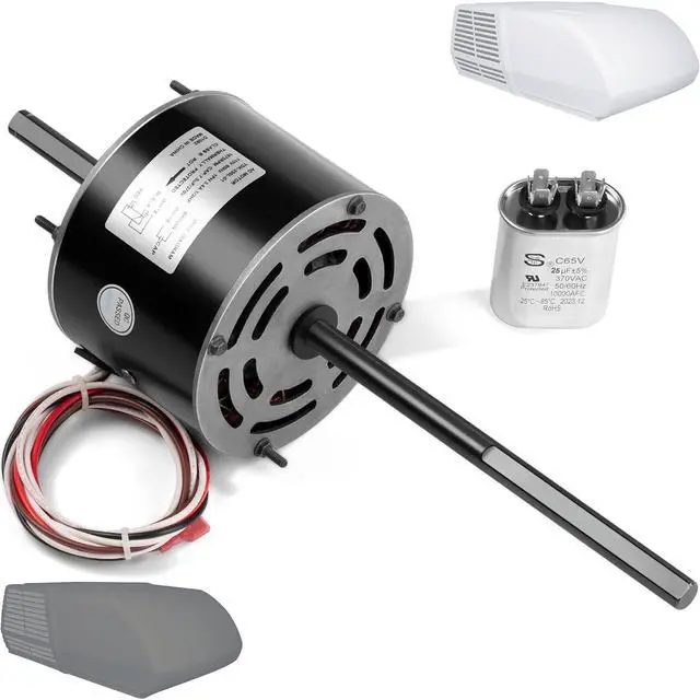 Main image of HHQ RV Air Conditioner Motor with Capacitor, Direct Replacement for Coleman Mach RV AC Fan Motor, Replaces Fasco D1092, 1/3 HP, 115 Volts, 1675 RPM, 5-Year Warranty