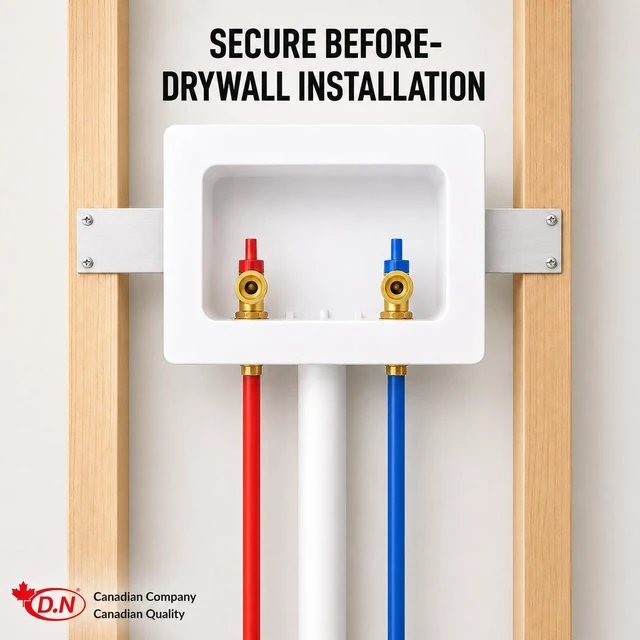 Alt view image 7 of 7 - D.N. Washing Machine Outlet Box with Valves Dual Drain Washer PEX Laundry Box 1/2 Inch PEX Connection x 3/4 Inch MHT