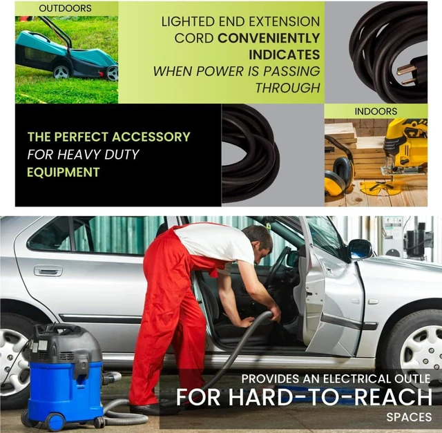 Alt view image 7 of 7 - Perfpower Go Green 14/3 SJT W-A Extension Cord, 50-Feet, Black