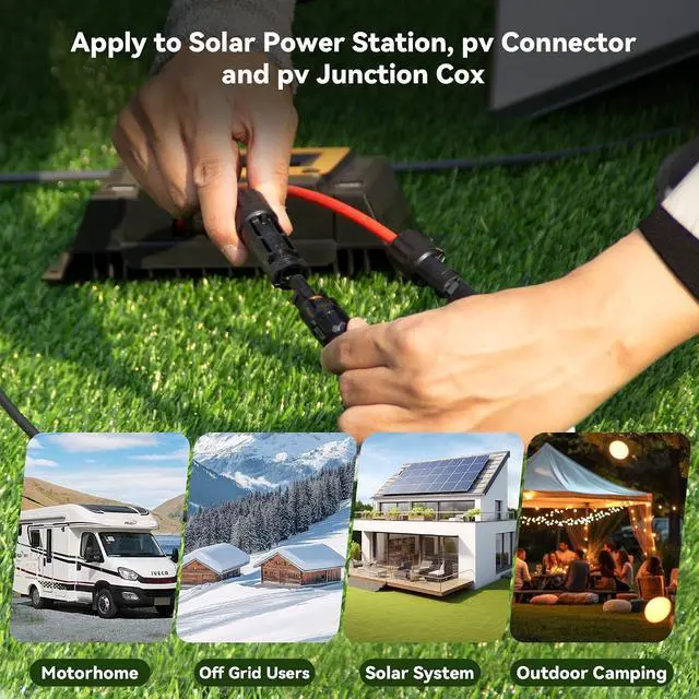 Alt view image 6 of 7 - SJZSUNRUN 10 Gauge Wire 50FT Solar Extension Cable 10 AWG (6mm²) PV Tinned Copper Wire with 2 Pairs Solar MC4 Connectors for Solar Panels Cable, Outdoor Automotive, Marine, (50FT Black& 50FT Red)