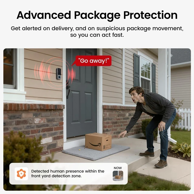Alt view image 4 of 7 - DEKCO Wireless Video Doorbell Camera, 2K Head-to-Toe View (9:16), 170° Wide Angle, Battery Powered Home Security, PIR Motion & AI Human/Package Detection, Voice Changer, Cloud Storage Edition