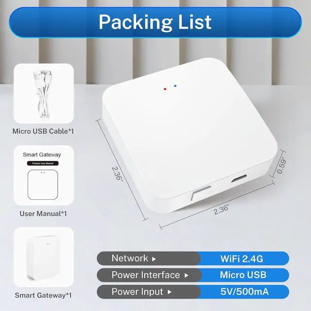 Alt view image 7 of 7 - TUYA WiFi Gateway for Kucacci Z1 Z2 Q1 Smart Lock: Compatible with Smart Life, Tuya App to Remotely Control Smart Door Lock, Compatible with Alexa, Google Assistant to Voice Control(Support WiFi 2.4G)