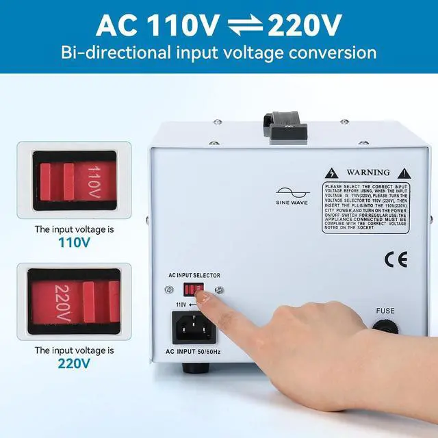Alt view image 5 of 7 - 3000W Voltage Converter Transformer Step Up 110V/120V to 220V/240V or Step Down 220V to 110V AC Power Converte