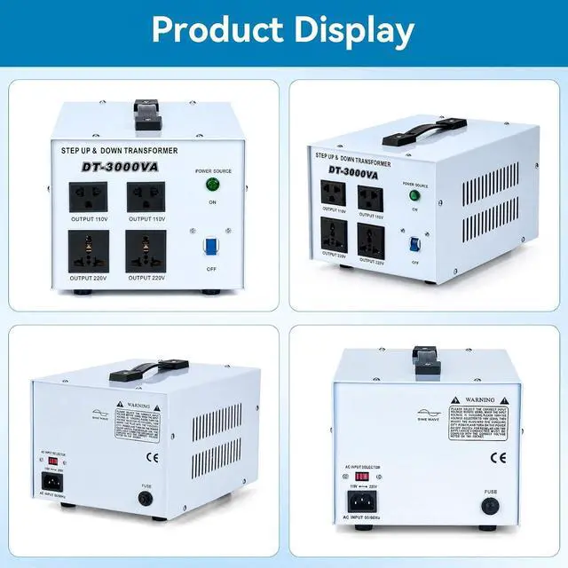 Alt view image 7 of 7 - 3000W Voltage Converter Transformer Step Up 110V/120V to 220V/240V or Step Down 220V to 110V AC Power Converte