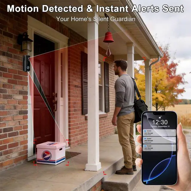 Alt view image 2 of 7 - Doorbell Camera Wireless,2K HD Dual Cameras &Head-to-Toe View,Battery Powered/Wired Video Door Bell with Chime,No Subscription,Delivery Guard,Motion Detection,Works with Alexa&Google(Only 2.4G WiFi)