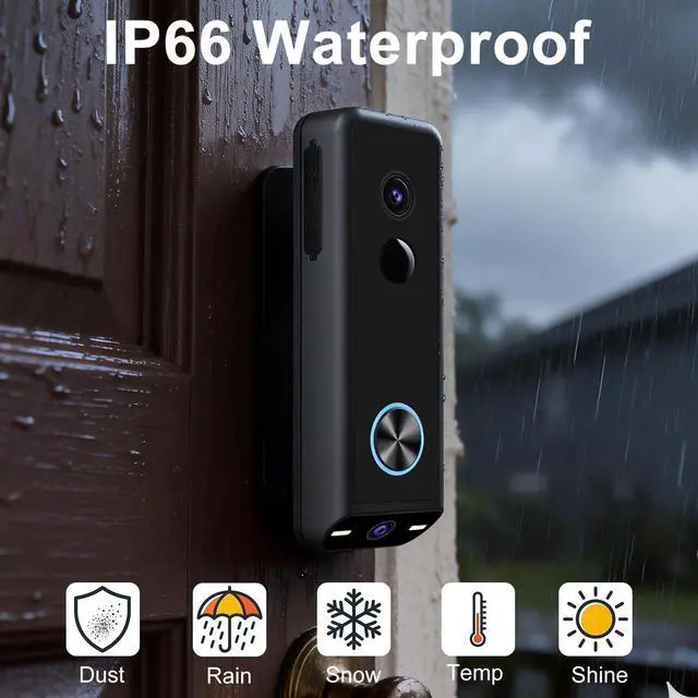 Alt view image 7 of 7 - Doorbell Camera Wireless,2K HD Dual Cameras &Head-to-Toe View,Battery Powered/Wired Video Door Bell with Chime,No Subscription,Delivery Guard,Motion Detection,Works with Alexa&Google(Only 2.4G WiFi)