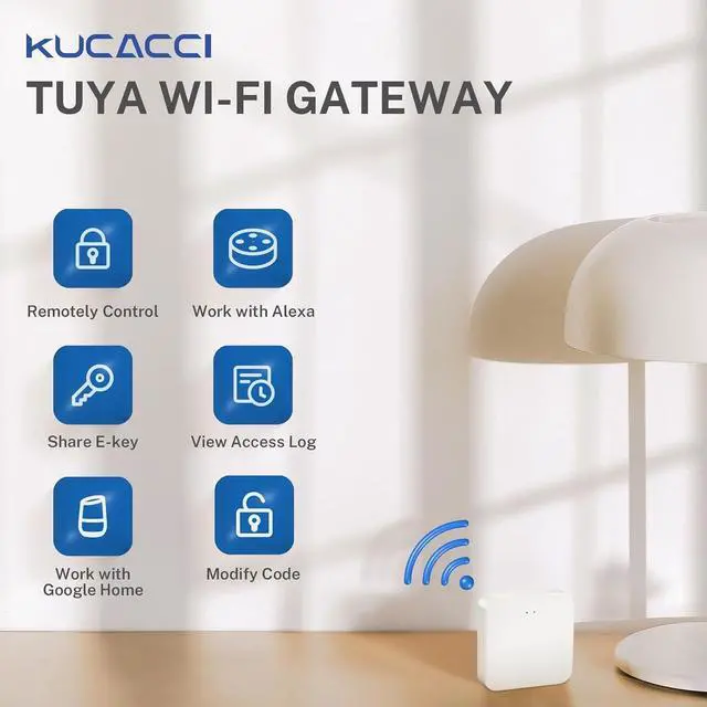 Alt view image 2 of 7 - TUYA WiFi Gateway for Kucacci Z1 Z2 Q1 Smart Lock: Compatible with Smart Life, Tuya App to Remotely Control Smart Door Lock, Compatible with Alexa, Google Assistant to Voice Control(Support WiFi 2.4G)