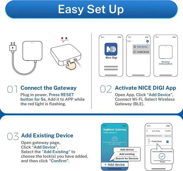 Alt view image 6 of 7 - TUYA WiFi Gateway for Kucacci Z1 Z2 Q1 Smart Lock: Compatible with Smart Life, Tuya App to Remotely Control Smart Door Lock, Compatible with Alexa, Google Assistant to Voice Control(Support WiFi 2.4G)