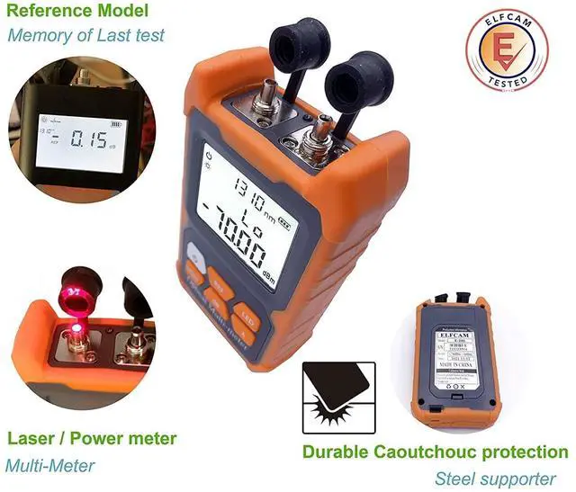 Alt view image 2 of 6 - Elfcam® - Portable Optical Multimeter E-200, Mini Optical Fiber Power Meter with VFL, Test Range: -70 dBm to +6 dBm