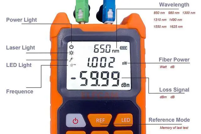 Alt view image 3 of 6 - Elfcam® - Portable Optical Multimeter E-200, Mini Optical Fiber Power Meter with VFL, Test Range: -70 dBm to +6 dBm