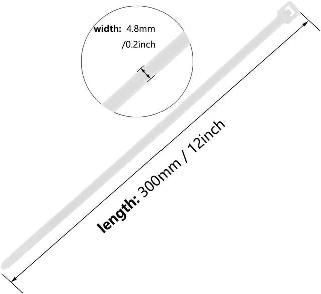 Alt view image 2 of 7 - Armpow 12 Inch Zip Ties White 1000 PCS, 50 Lbs- Heavy Duty Tensile Strength, Nylon PA66 UV Resistant Cable Ties for Indoor and Outdoor Use - Ideal for object bundling and fastening