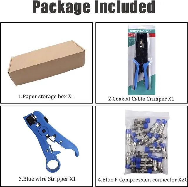 Alt view image 6 of 6 - Delgada Compression Tool Coax Cable Crimper Kit,Multifunctional Compression Connector Adjustable Tool for RG59 RG6 F BNC RCAwith Coaxial Cable Stripping Cutter and RG59 F Connectors