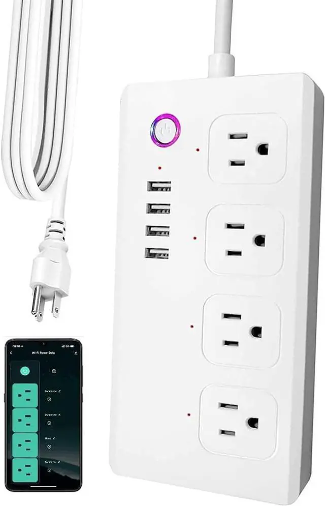 Main image of Jinvoo Smart Power Strip, Surge Protector, WiFi Power Strip, USB Power Socket Smart Extension Cord Compatible with Alexa and Google, Smart Life APP Control, No hub Required