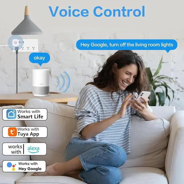 Alt view image 3 of 7 - Jinvoo Smart Power Strip, Surge Protector, WiFi Power Strip, USB Power Socket Smart Extension Cord Compatible with Alexa and Google, Smart Life APP Control, No hub Required